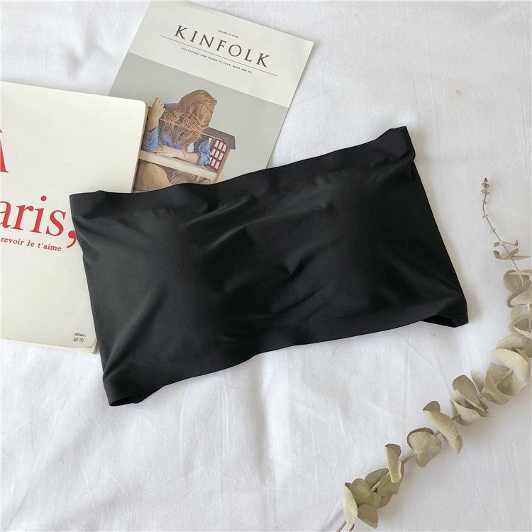 

Женский топ без бретелек из ледяного шелка с пряжкой на груди, цельный однотонный топ без бретелек из губки One Size