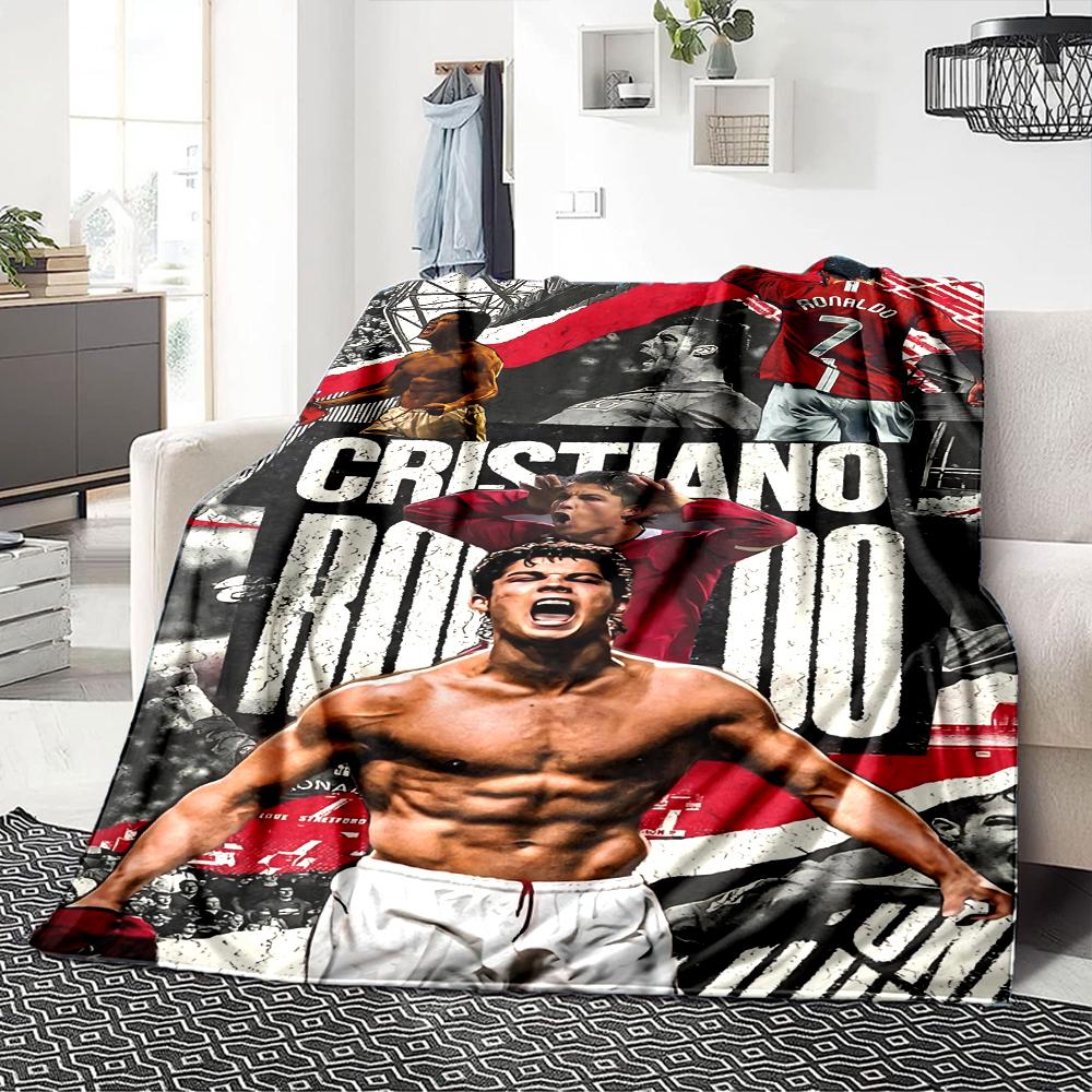 Ronaldos Legacy Lights bedruckte Flanelldecke, atmungsaktiv und warm, ein stilvolles Geschenk für Zuhause, geeignet für den Gebrauch zu Hause, im Büro und als Tagesdecke. 0713a5