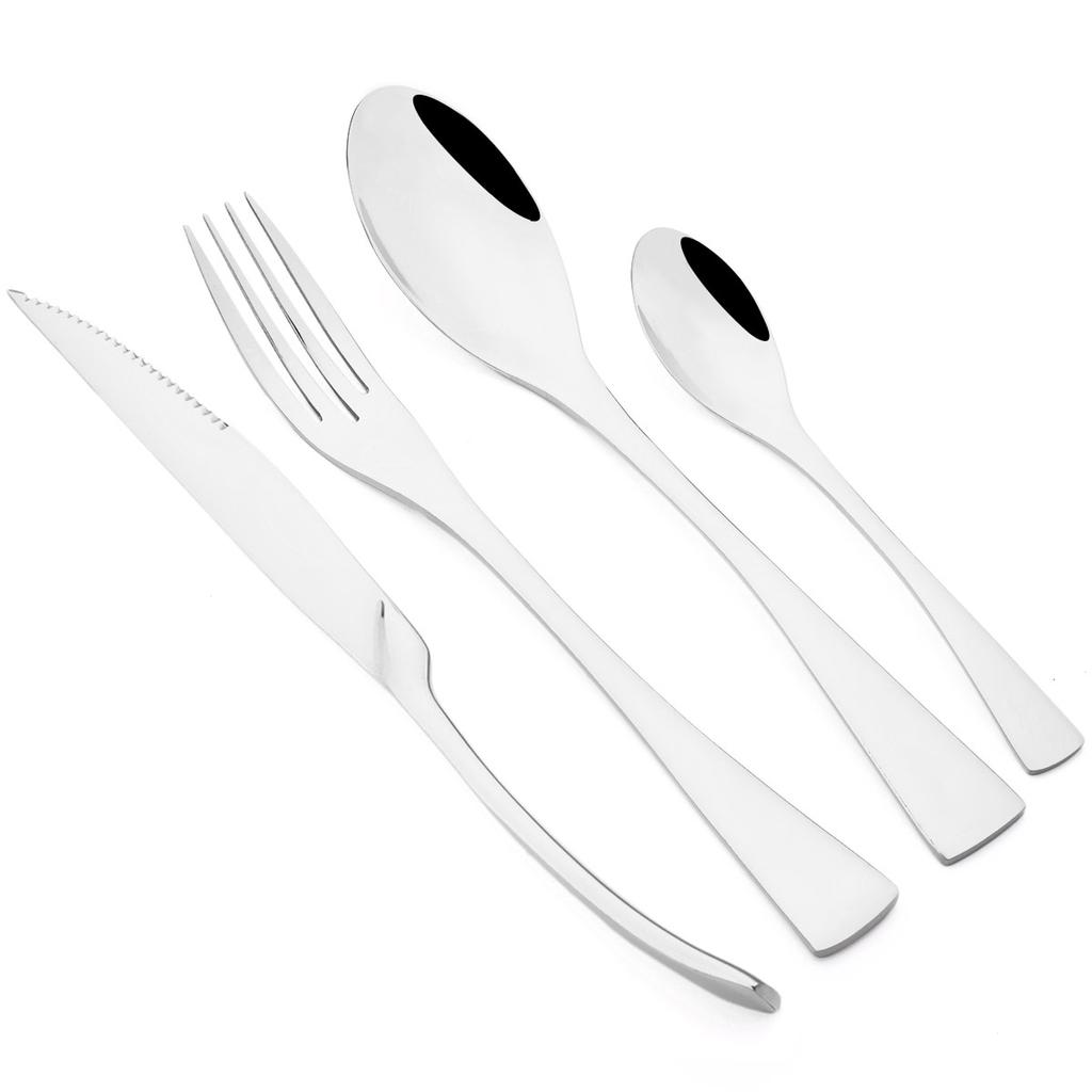 24Pcs Shiny Black Dinnerware Set Steak Knife Fork Coffee Spoon Cutlery Set Stainless Steel Tableware Western Kitchen Flatware