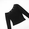 Europäischer Stil Damen Asymmetrisches Off-Shoulder Lochstickerei Cropped Pullover Top - Herbst Neuankunft