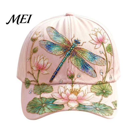Baseball Cap for Women, Embroidery Flower Bird Pattern Hat, All-weather Adjustable Fit Gardening Sun Hat Spring Summer Outdoors Hummingbird