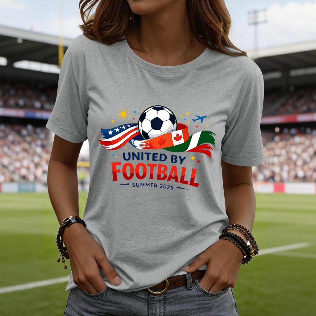 Damenmode, lässig, bedruckt, kurzärmlig, Rundhalsausschnitt, Pullover