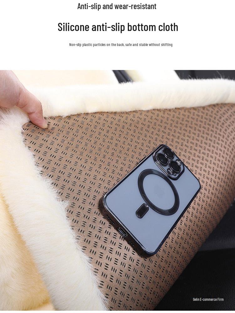 Winter Rabbit Fur Wool Heated Car Seat Cushion - Non-slip, Warm, for Single Seat with Small Waist Support