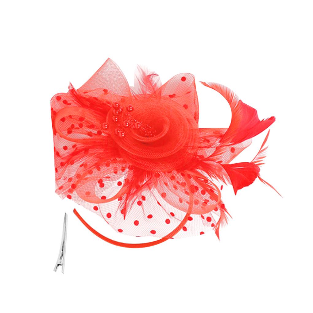 

Цветочная сетчатая шляпка Свадебная шляпа Дамские аксессуары для волос для скачек красный