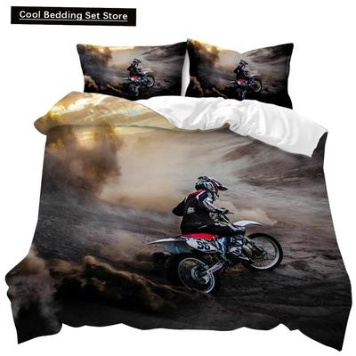 Motorcykel Påslakanset Racing Motorcykel Påslakan Motorcykel Fordon Extremsport Mjukt Polyester Täcke Örngott Queen Size