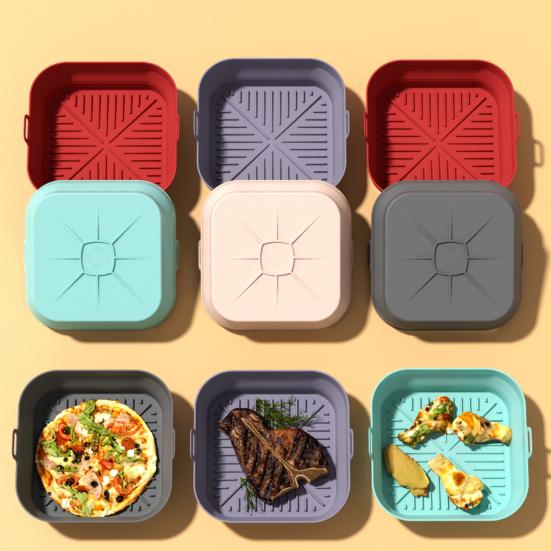 Silicone Air Fryer Liner Round Square Foldable Mat for Baking Food-Grade Basket Non-Stick Heat Resistant Air Fryer Accessories