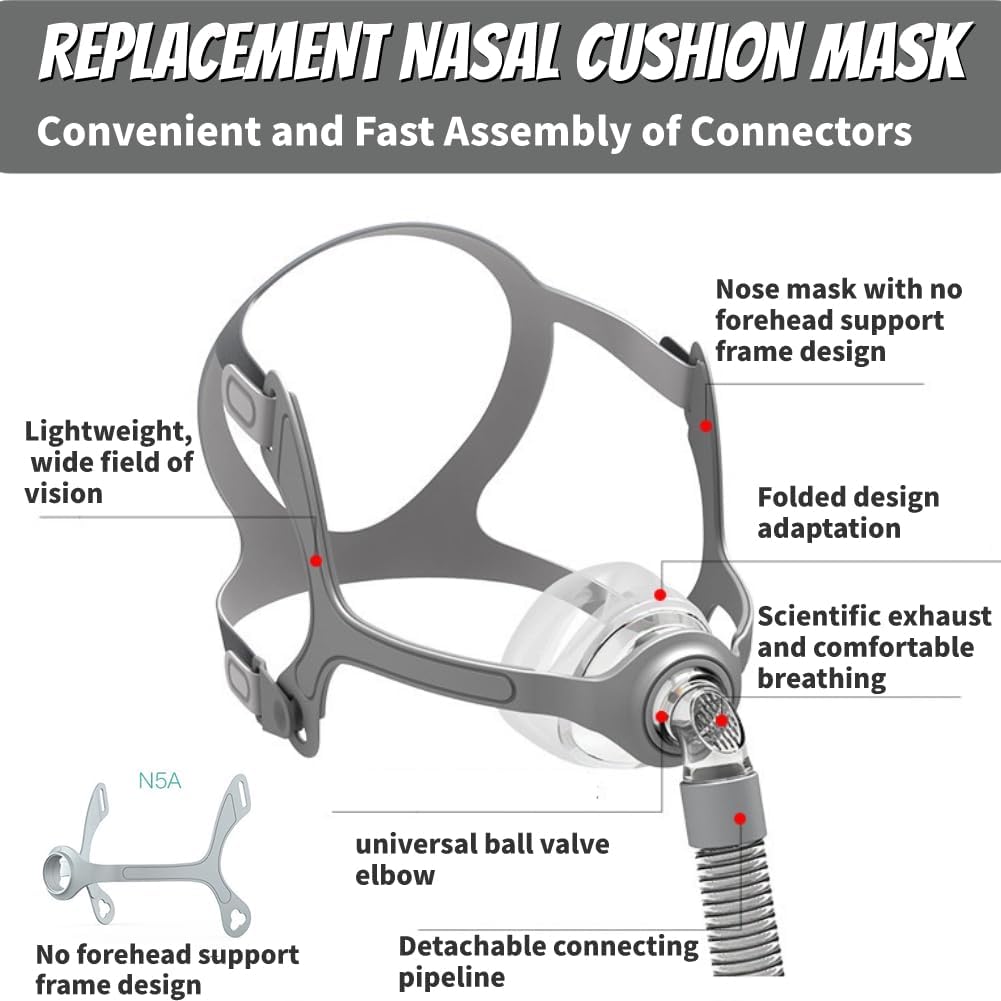 CPAP Mask, Universal CPAP Nasal Pillow Sleep Mask Reusable CPAP Supplies, Upgrade Silicone Soft Perfect Sealing CPAP Face Nose Masks with Headgear,