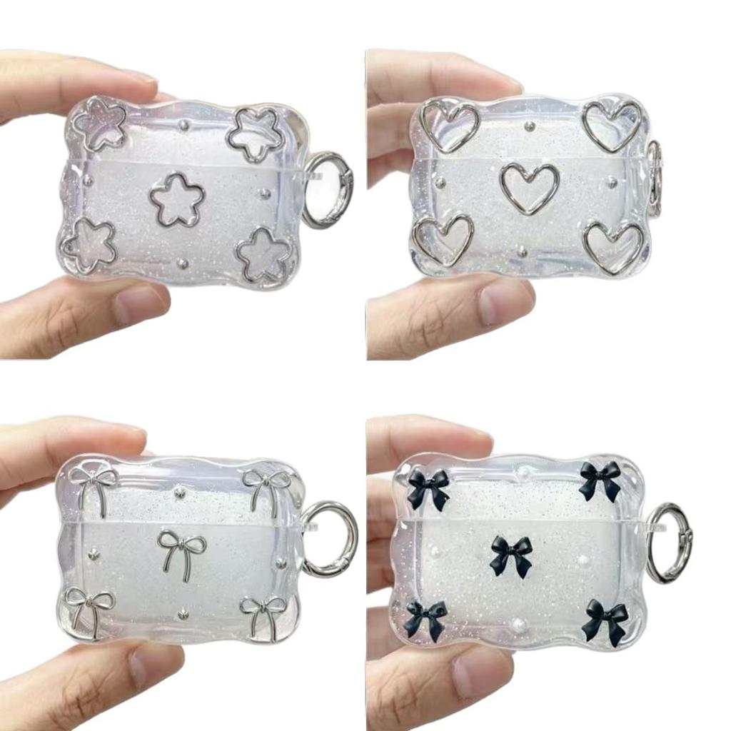 Applicable apple Epoxy flash silver butterfly earphone case AirPods pro1 hollow love bluetooth wireless earphone cover