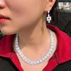Light Luxury Bride Zircon Set Chain Bright Diamond Necklace Earrings Wedding Dress Accessories Set