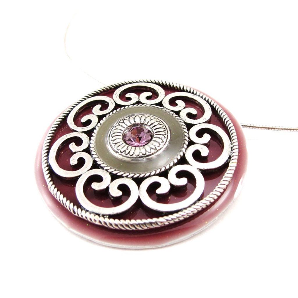 Les Trésors De Lily [C5475] - Collier Créateur 'Babouchka' Vieux Rose Gris