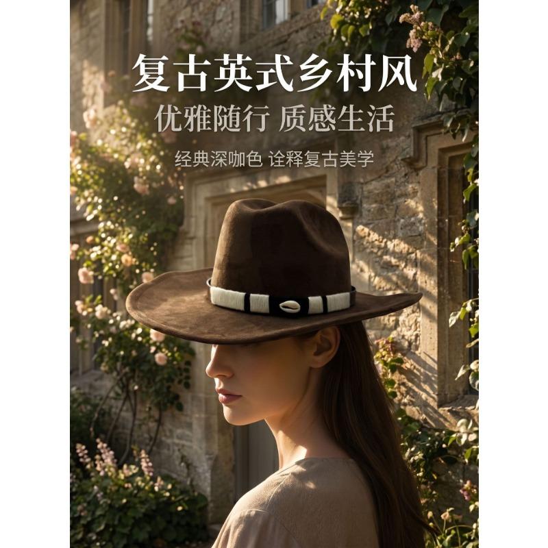 Women S Retro Style Large Brim Adjustable Solid Color Hat