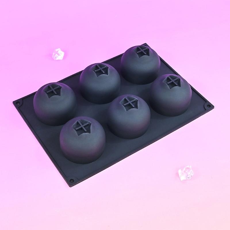 6 Cavity Food Grade Silicone Cake Molds For Making Blueberry Shape Mousse Cake Chocolate And Dessert Making Essential