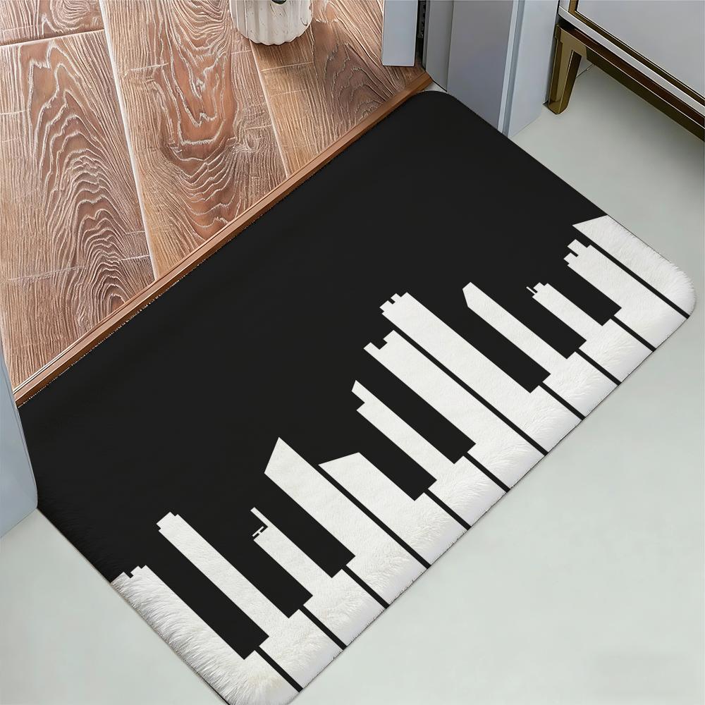 Muzieknoot Piano Patroon Vloermat Gezellige Flanel Zacht Dik Antislip Mat Voor Woonkamer Slaapkamer Keuken Decor Vloerkleden