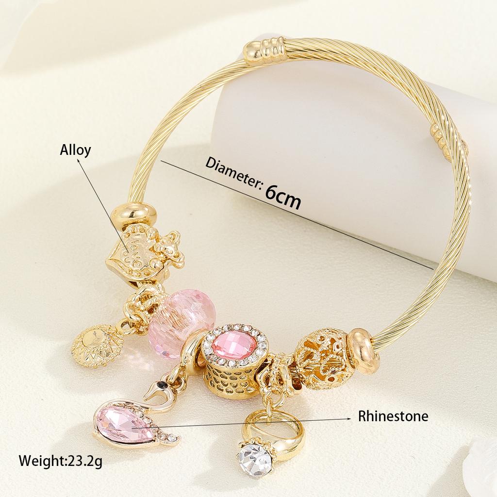 Fashion Sweet High-end Rhinestone Heart Pendant Beaded Bracelet