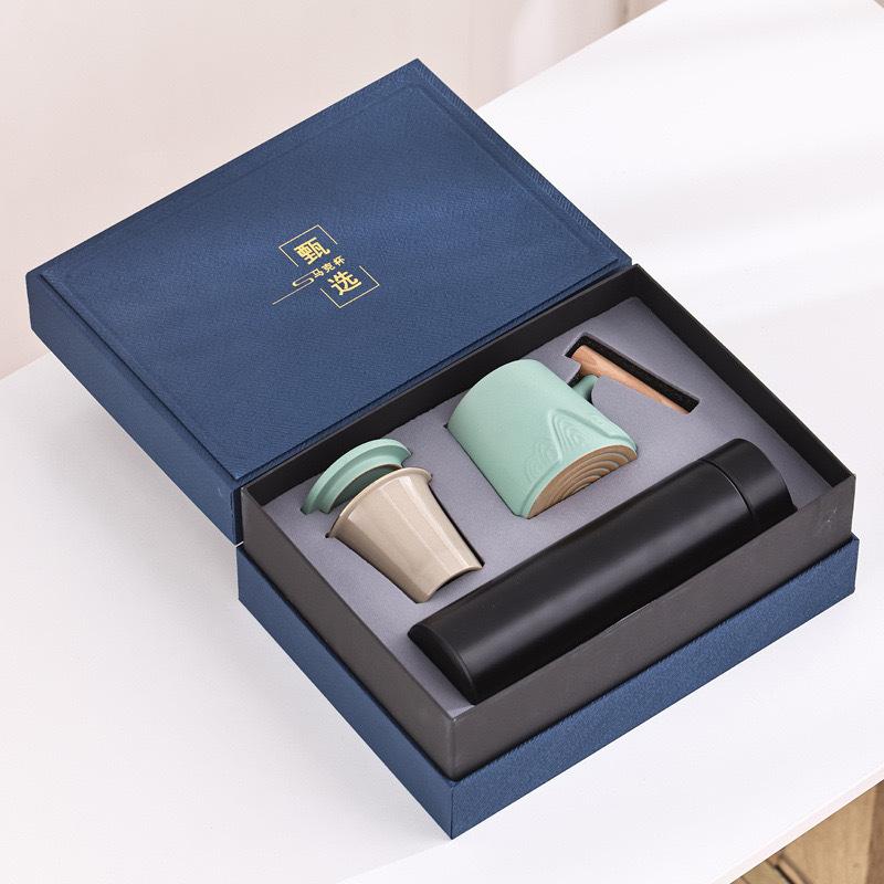 Guofeng Merchandise Zhoushan Ceramic Cup Three-Piece Gift, Thermos Cup Business Engraving Name