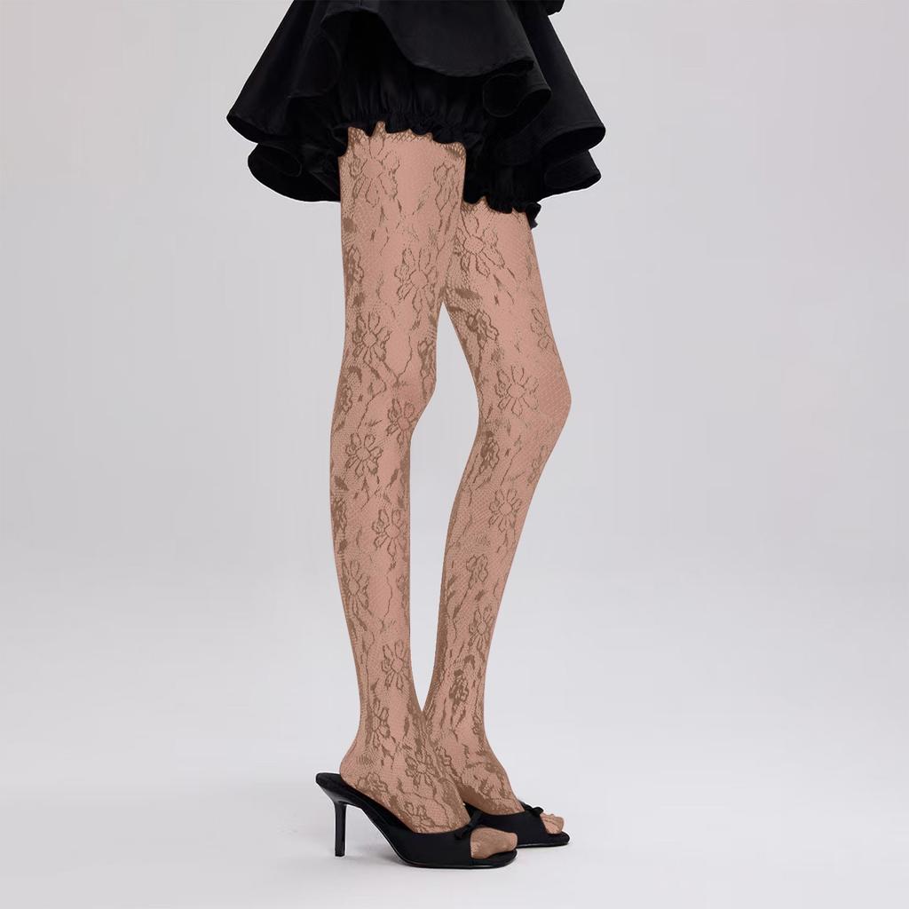 Solid Color All-match Sunflower Bouquet Lace Fishnet Stockings