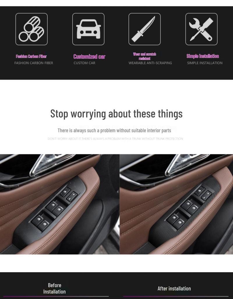 Dongfeng Fengshen AX7 Interior Carbon Fiber Center Console Protective Sticker: Fits 18 Models