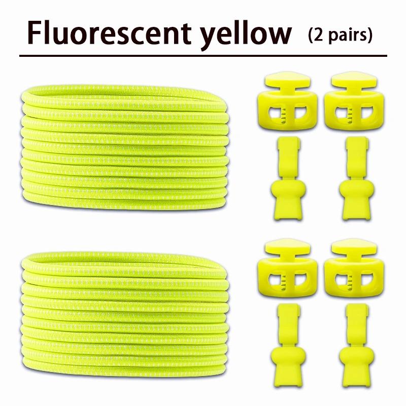 2 Pair round Elastic Shoelaces for Kids & Adults No-Tie Lock Shoelace Sneakers Quick-Lock Shoe Laces Accessory Pack