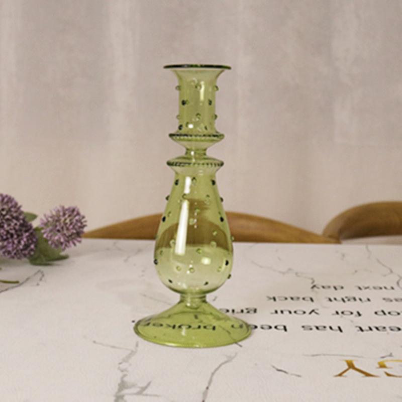 1PC Romantic Hydroponic Transparent Vase Glass Candle Holder Vintage Glass Candlestick Gift