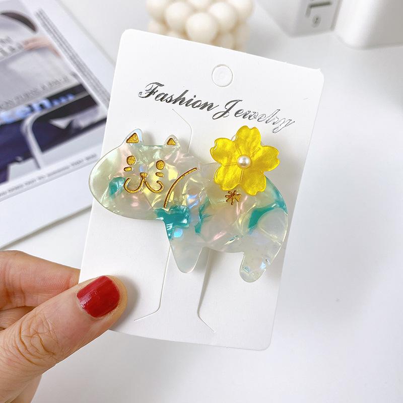 

Трендовые ацетатные заколки для волос 6 см со свежими мультяшными кошачьими узорами. Идеально подходят для модных девочек. Bright Cyan