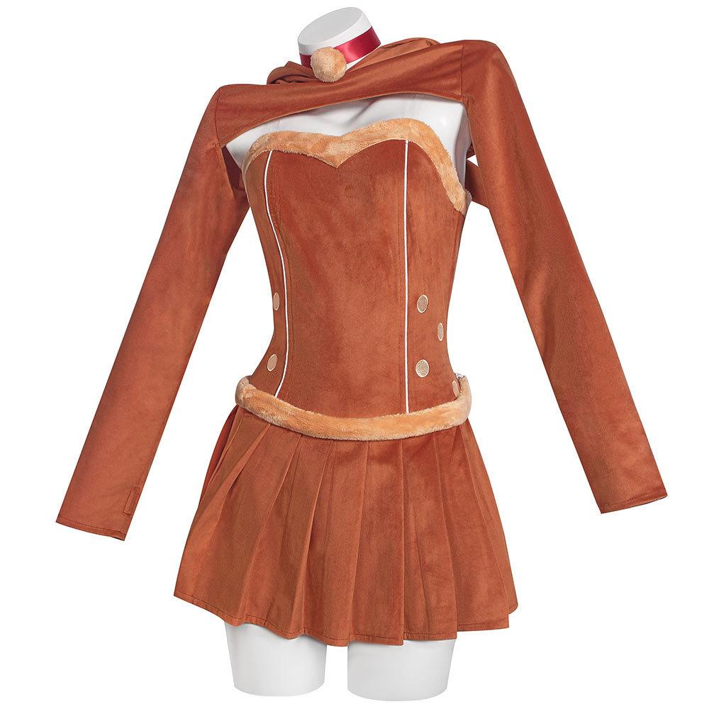 Christmas Reindeer Cosplay Costume With Fuzzy Material For Holiday Parties