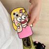 For iPhone 15 Silicone Case Cute Makeup Girl Design Shockproof Phone Back Cover