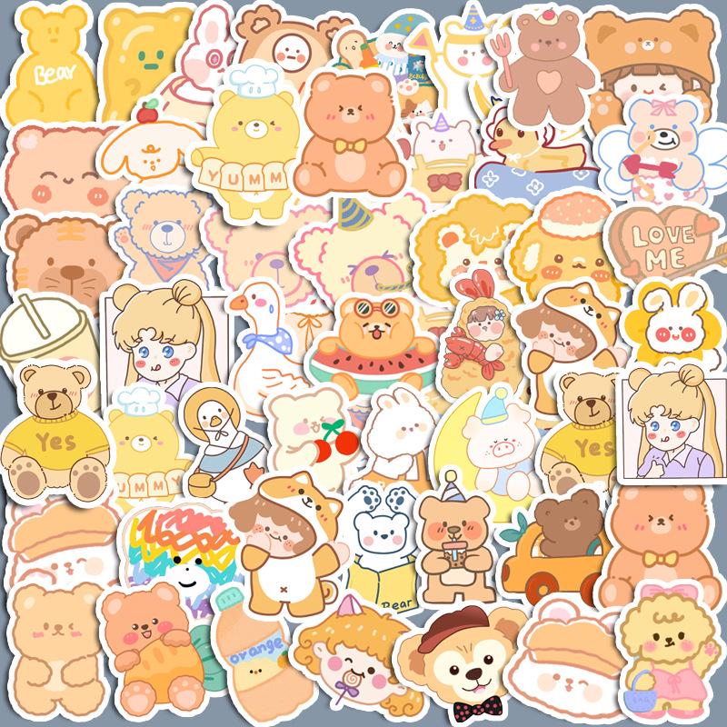 

Cute Bear & Rabbit Waterproof Sticker Pack: Perfect for Diary, DIY, Water Bottle, Computer, & More