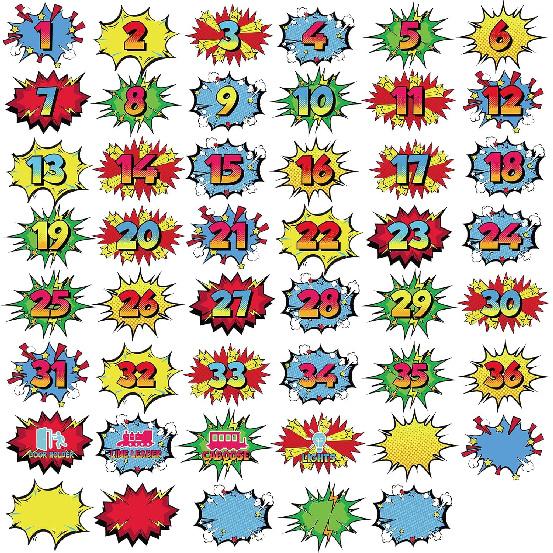 48PCS Boho Rainbow Numbers Stickers Classroom Decorations Colorful Mini Dots Number Spot Markers Stickers Boho Classroom Labels Accents Cutouts for