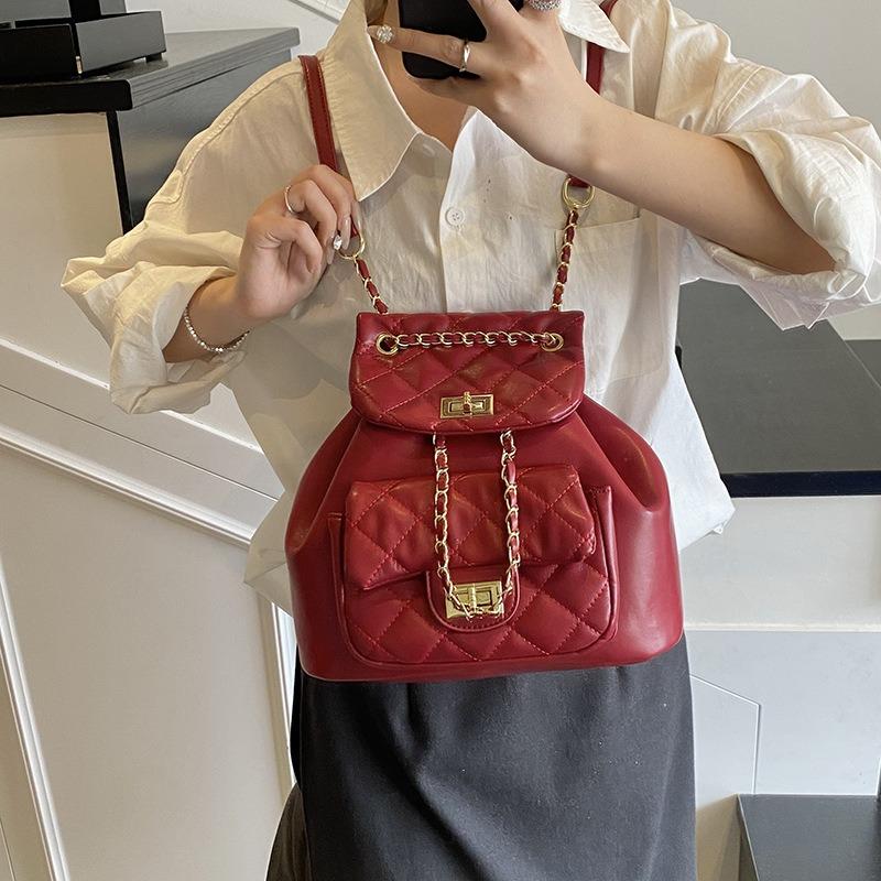 Small Backpack Women's New Mini Rhombus Chain Bag Retro Fashion Casual Versatile Backpack Tide