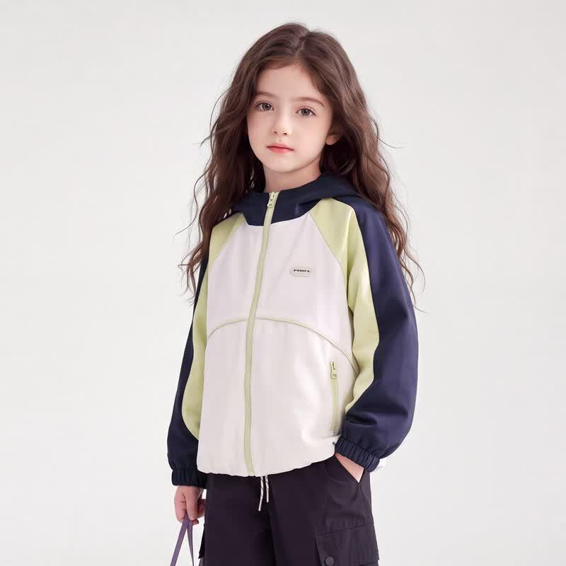 Magic Childhood Girls' Color-Block Hooded Outdoor Jacket