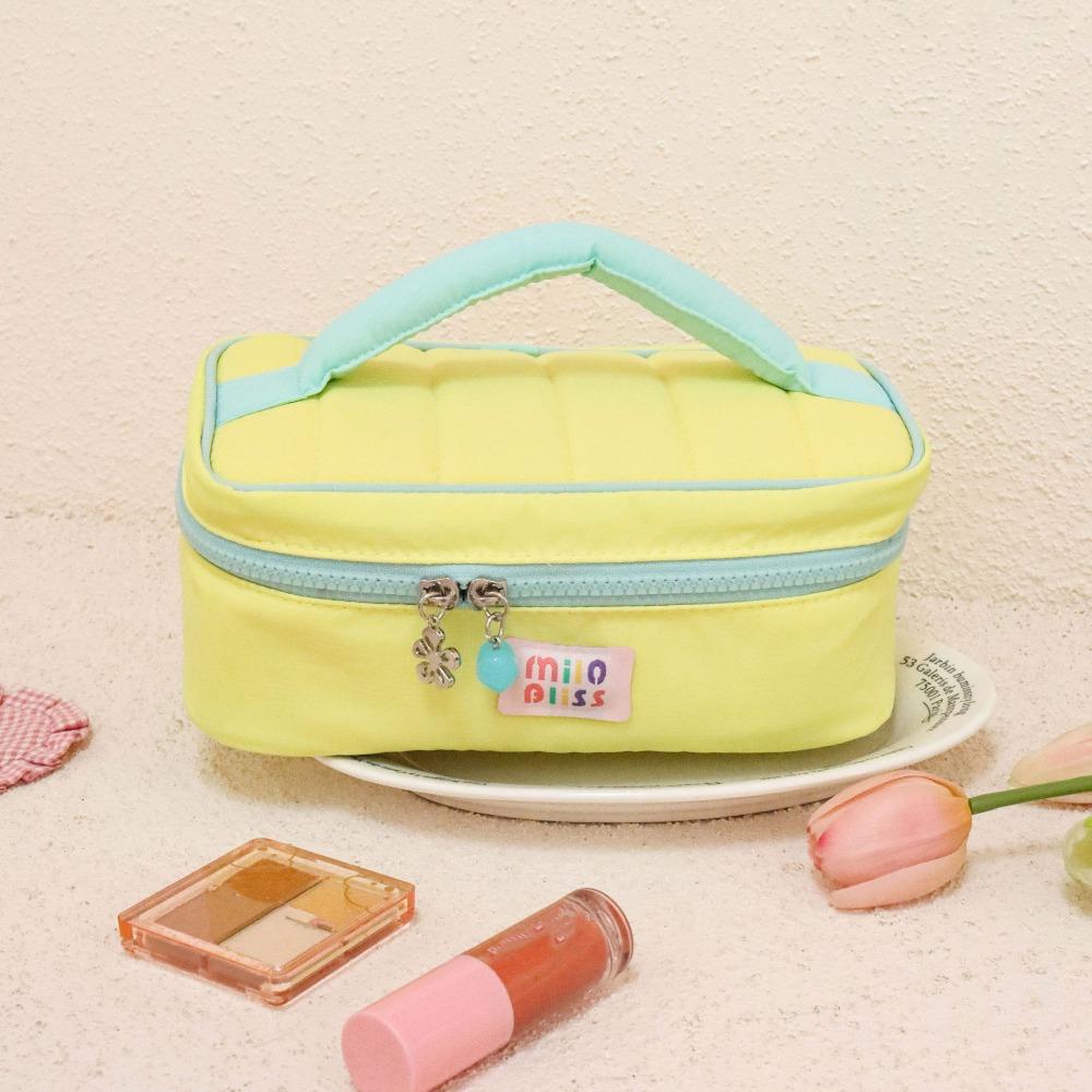 Small Fresh Macaron Cosmetic Bag Large Capacity Girl Series Storage Handbag Travel Cosmetic Handbag Contrast Color Portable