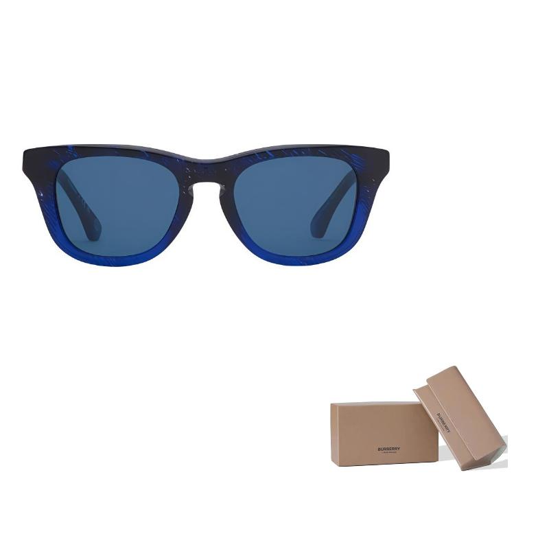 Burberry Logo Temple Design Acetate Irregular Sunglasses Unisex Couple Blue