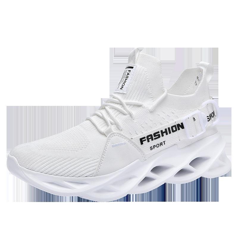 

2024 осень большой размер кокосовые туфли спортивные дышащие туфли из плетеной сетки в корейском стиле трендовые для бега повседневные мужские туфли 36 белый