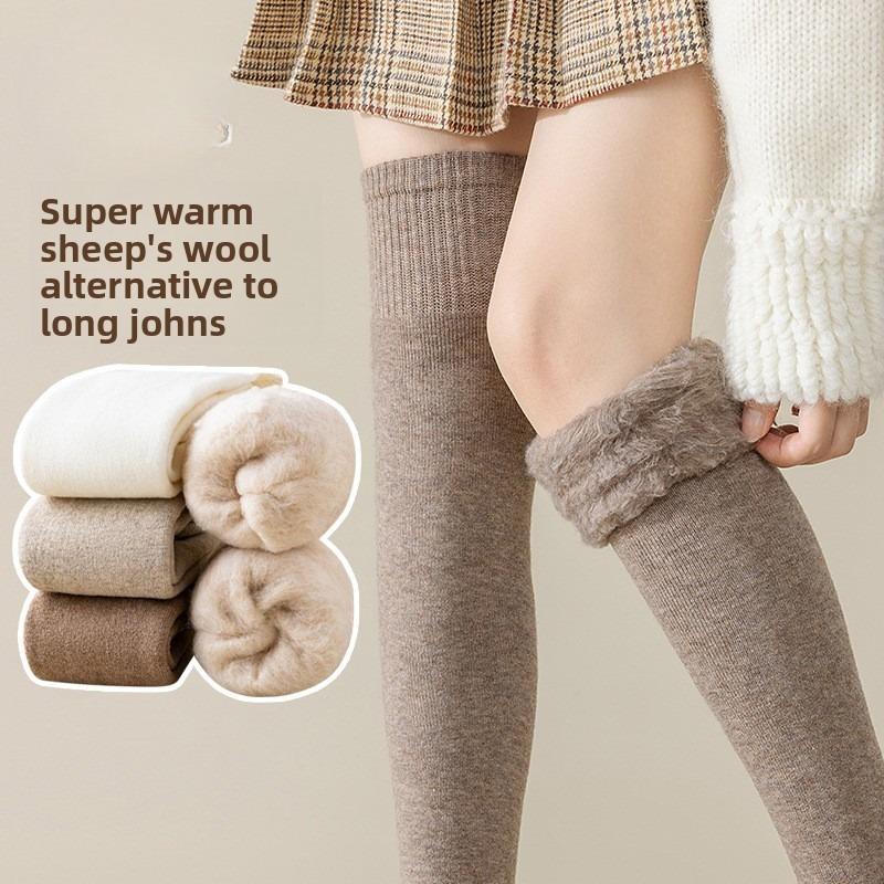 Knee-high Socks for Women, Thickened and Fleece Warm Cashmere Socks, Breathable and Sweat-absorbent High-top Thigh Loop Socks