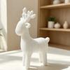 Minimalist Christmas Home Decor 3D Antler Deer Ornament for Decor, White Knitted Modern Winter Wonderland Texture Tabletop Figurine Holiday