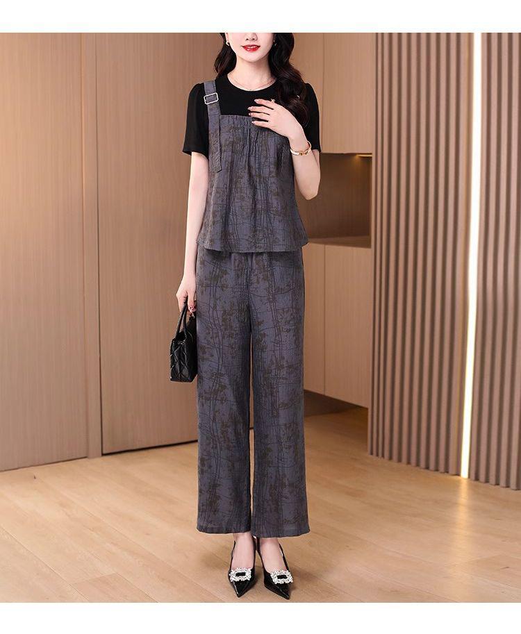 

Модный женский 2025 года утягивающий костюм-двойка: Стильный топ и брюки широкого кроя XL for 115-125 jin