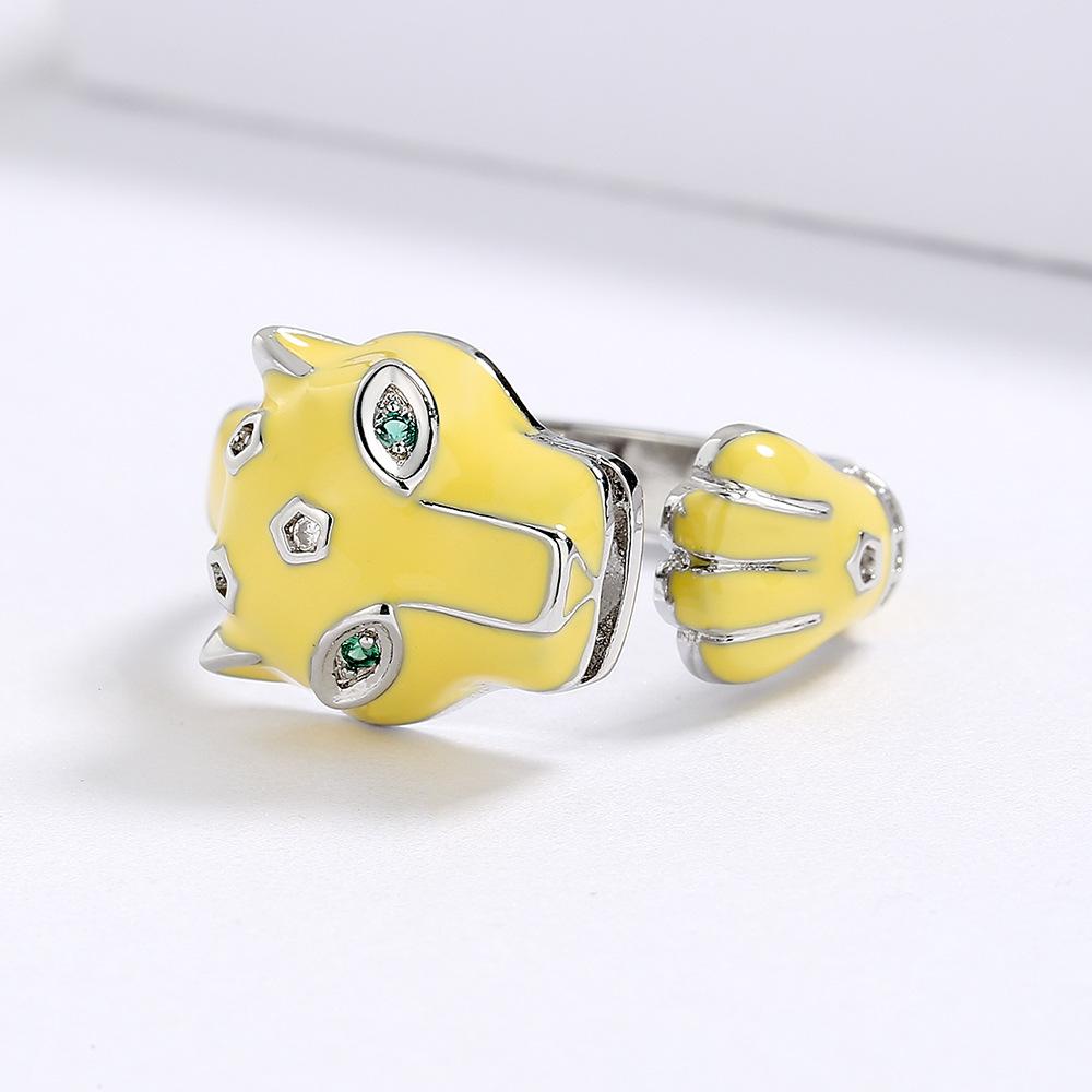 Cute Animal Shape Enamel Leopard Ring Niche Personality Adjustable Ring