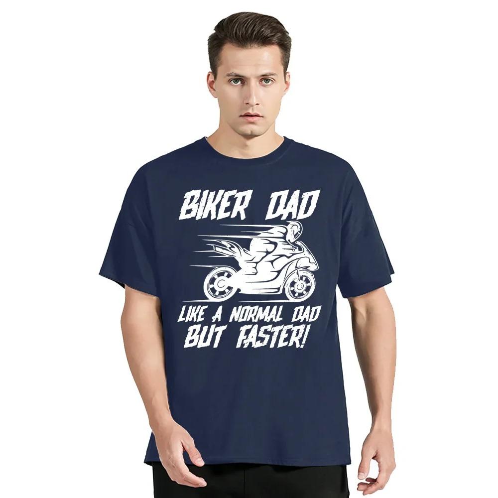 

Новая мужская одежда для мотоциклистов, свободная футболка, байкерский папа, как обычный папа, но быстрее, футболка, хлопковые топы с круглым вырезом, повседневная футболка XXXXXL темно-синий