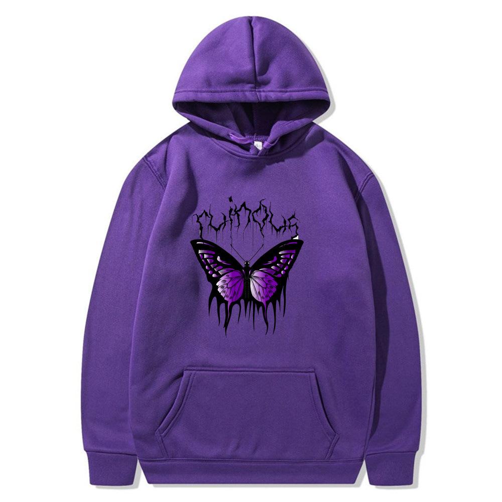2025 Creative Butterfly Sweater Autumn and Winter Simple Long Sleeve Hooded Men's and Women's Couples Hoodie