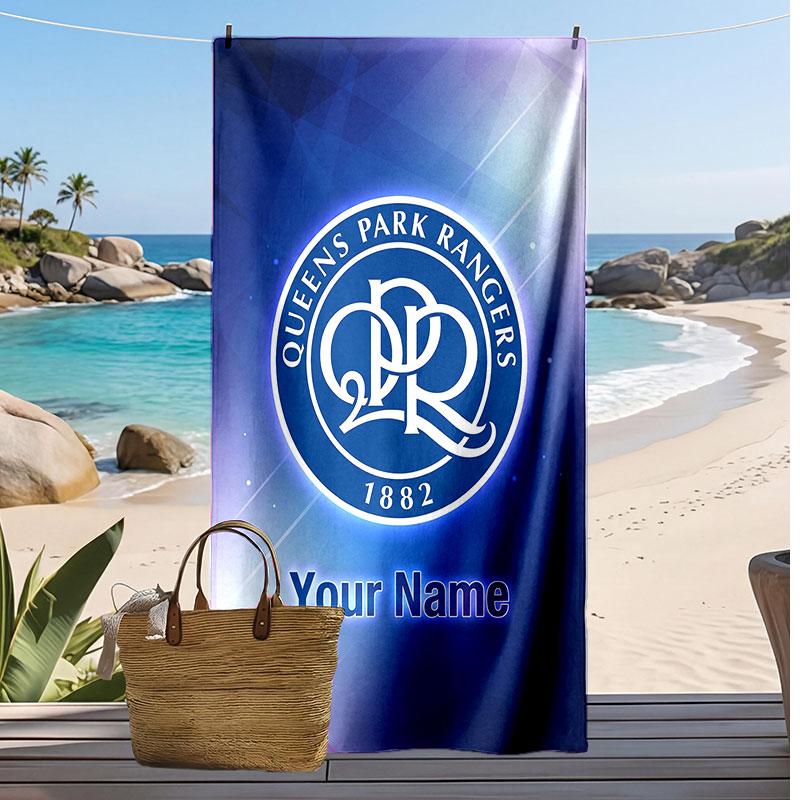 Queens Park Rangers FC Personalisiertes Bedrucktes Strandtuch Fußballlogo Unterstützung Benutzerdefinierter Name Text Saugfähiges Handtuch für Sport Reisen Besonderes Geschenk