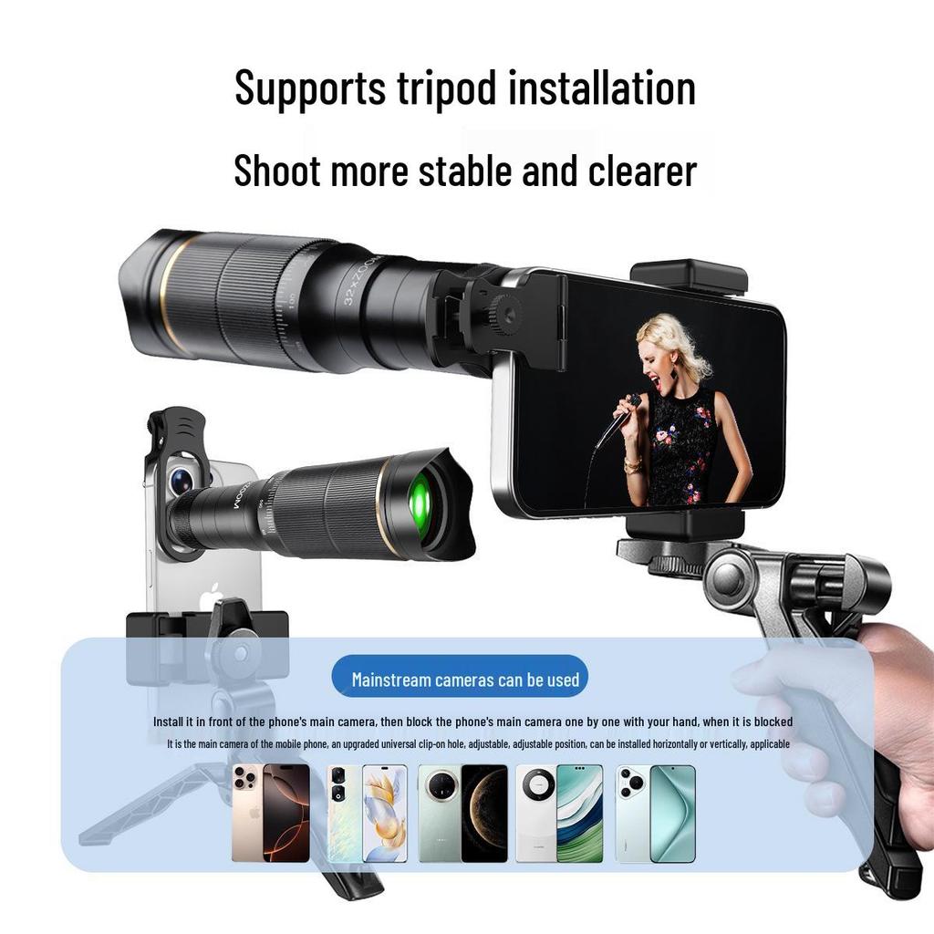 32x Telephoto Lens: High-Magnification Portable HD Telescope for Mobile Photography