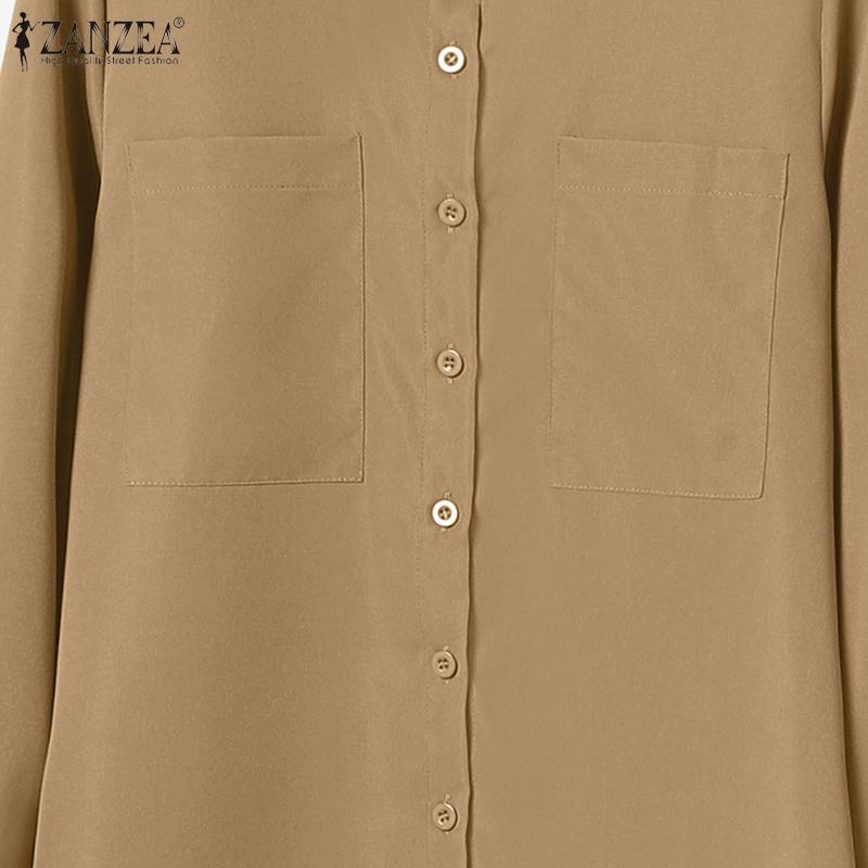 ZANZEA Bluzka z długim rękawem i spodnie damskie, casualowe dwuczęściowe zestawy garniturowe