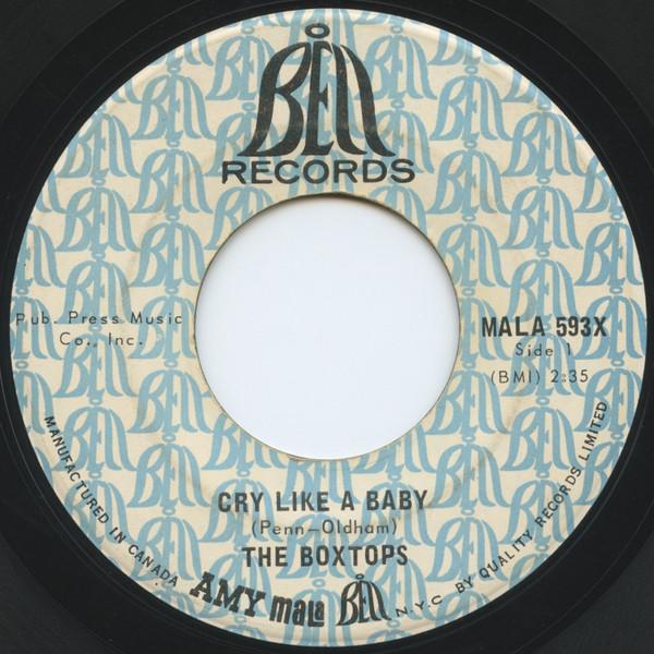 

7inch Record BOX TOPS Cry Like A Baby MALA593X Bell Records 1968 Canada SoulFunk Used