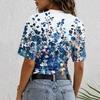 Women's Crew Neck Pullover T-Shirt Floral Print Short Sleeve Casual Loose Fit Top Lightweight Summer Tee