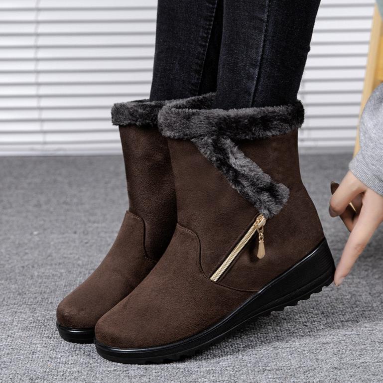 Vodotěsné zimní sněhule 2024 Nové Faux Fur Dlouhá Platforma Teplé Plyšové Bavlněné Pár Bot Plyšové Dámské Kotníkové Boty