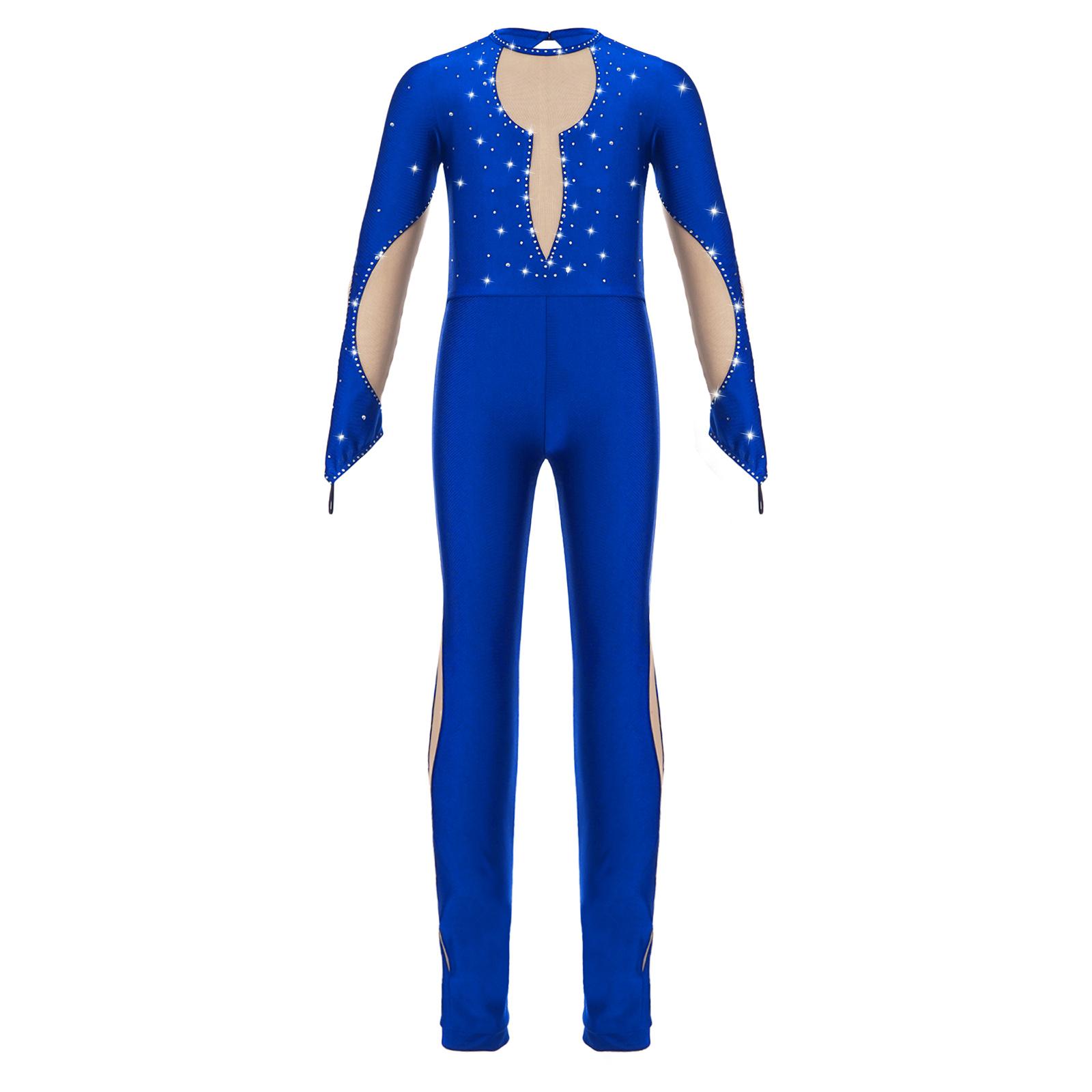 

Дитячий танцювальний костюм, блискучий, прикрашений блискітками, комбінезон для сценічних виступів 13-14 Years королівський синій колір
