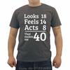 Unisexs Oneck Short Sleeve Tshirt Funny Looks 18 Feels 14 Acts 8 Really 40 40th Birthday Gift Unisexs T Shirts Casual Tees Tops