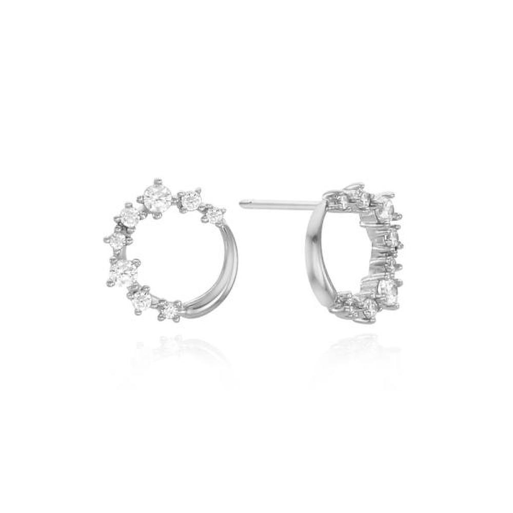 [Ost] Shining Round Silver Earrings ots121803Qww