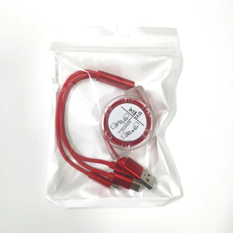 Retractable Metal 3-in-1 Charging Cable for Android & Type-C with Customizable Logo