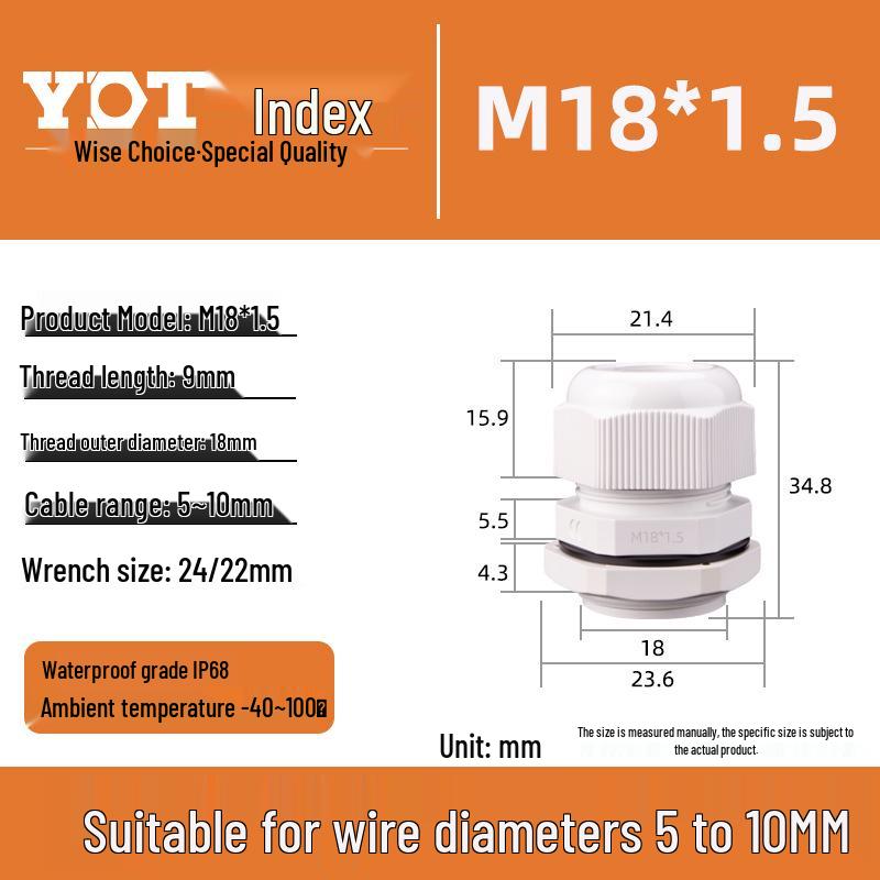Waterproof Nylon Cable Connector M20*1.5 Plastic Sealing Gland Industrial Accessory